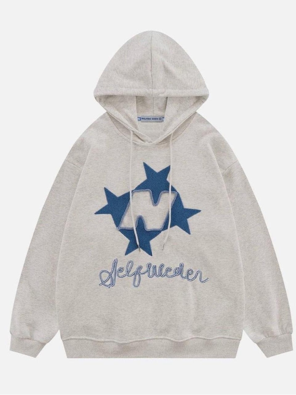 Aelfric Eden Light Gray Hoodie with Blue Star Graphic